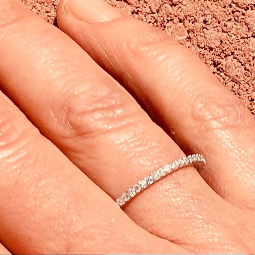 1.5 mm CZ Cubic Zirconia Minimalist .925 Sterling Silver Stackable Eternity Ring